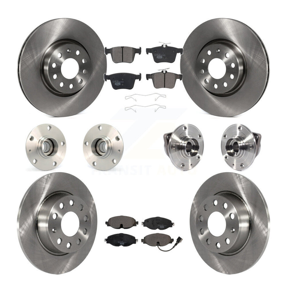 Front Rear Hub Bearings Assembly Disc Brake Rotors And Ceramic Pads Kit (10Pc) For Audi A3 Sportback e-tron With 85mm Bearing Outer Diameter KBB-113431