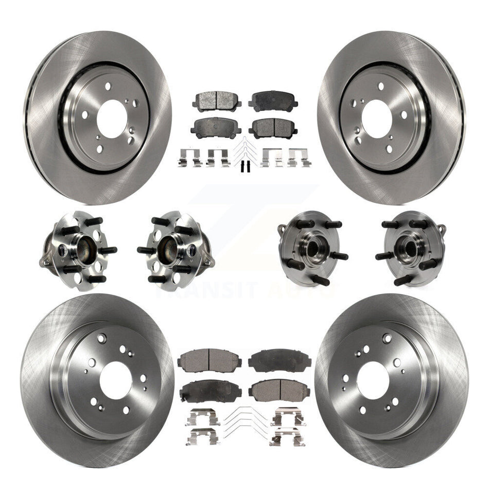 Front Rear Hub Bearings Assembly Disc Brake Rotors And Ceramic Pads Kit (10Pc) For 2015-2017 Honda Odyssey KBB-113436