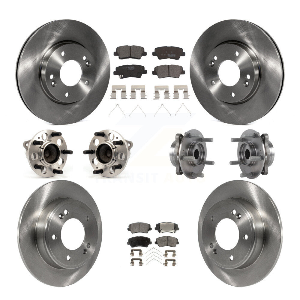 Front Rear Hub Bearings Disc Brake Rotors And Pads Kit (10Pc) For 2017 Hyundai Elantra GT KBB-113441