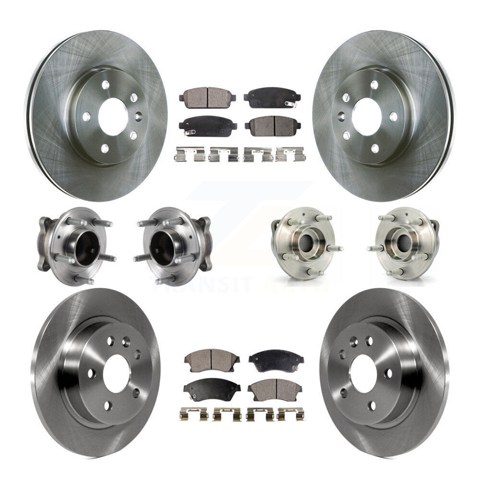 Front Rear Hub Bearings Assembly Disc Brake Rotors And Ceramic Pads Kit (10Pc) For 2014-2015 Chevrolet Cruze GAS engine With 16" Factory Wheels KBB-113443