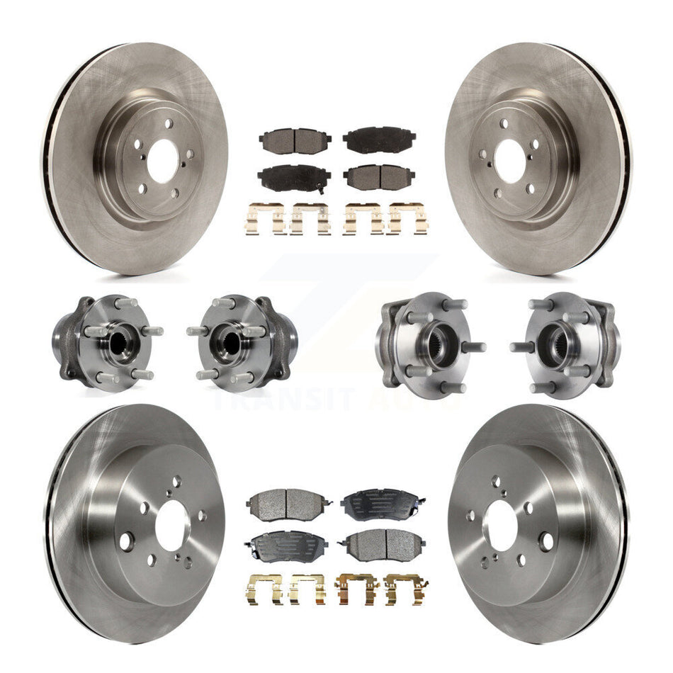 Front Rear Hub Bearings Assembly Disc Brake Rotors And Ceramic Pads Kit (10Pc) For Subaru Forester 2.0L KBB-113450