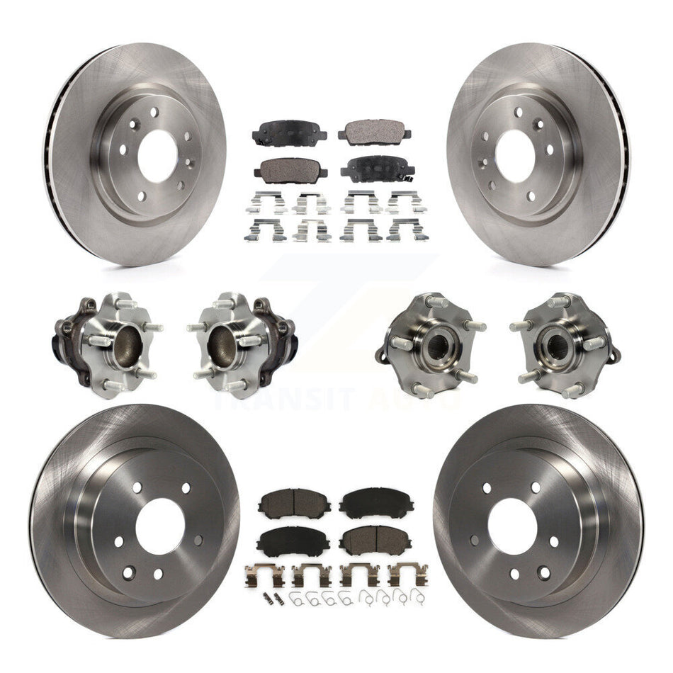 Front Rear Hub Bearings Assembly Disc Brake Rotors And Ceramic Pads Kit (10Pc) For Nissan Rogue Sport Qashqai KBB-113453