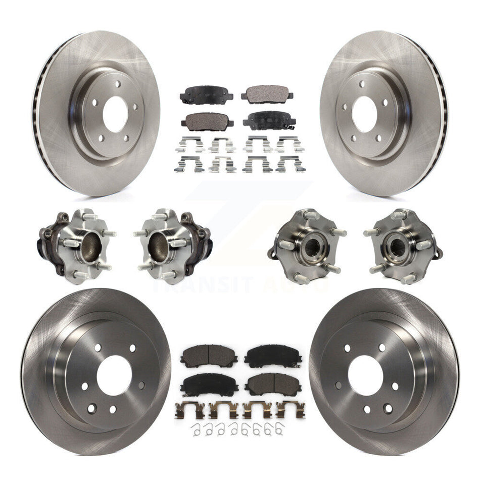 Front Rear Hub Bearings Assembly Disc Brake Rotors And Ceramic Pads Kit (10Pc) For Nissan Rogue KBB-113454