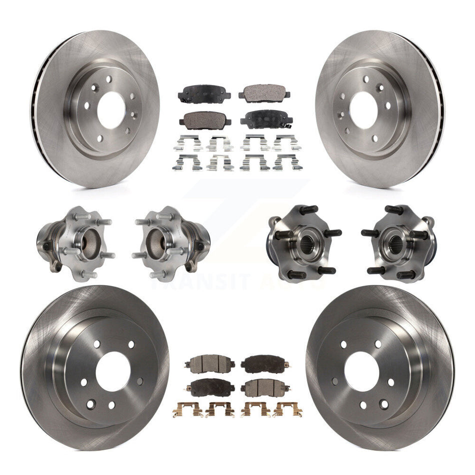 Front Rear Hub Bearings Assembly Disc Brake Rotors And Ceramic Pads Kit (10Pc) For Nissan LEAF KBB-113457