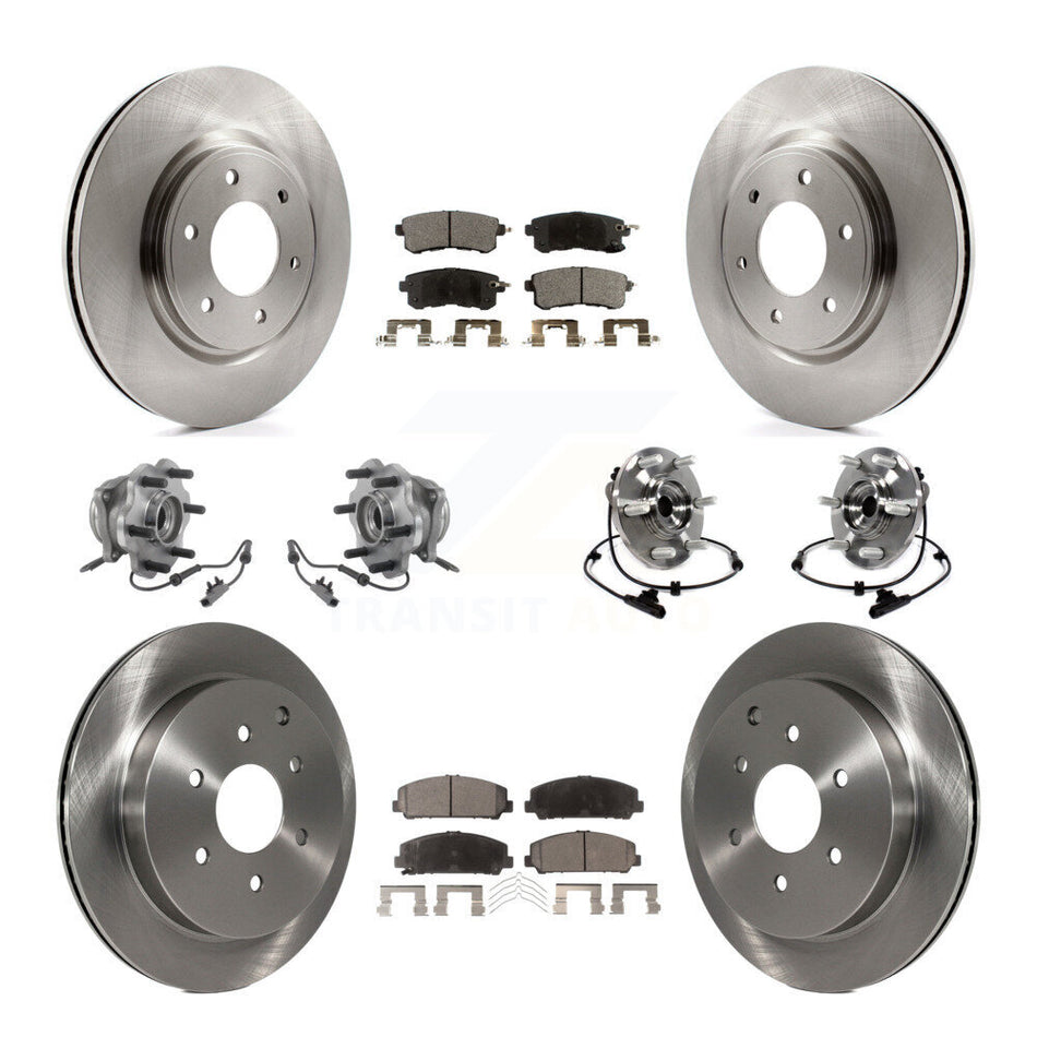 Front Rear Hub Bearings Assembly Disc Brake Rotors And Ceramic Pads Kit (10Pc) For INFINITI Nissan Armada QX80 QX56 KBB-113474
