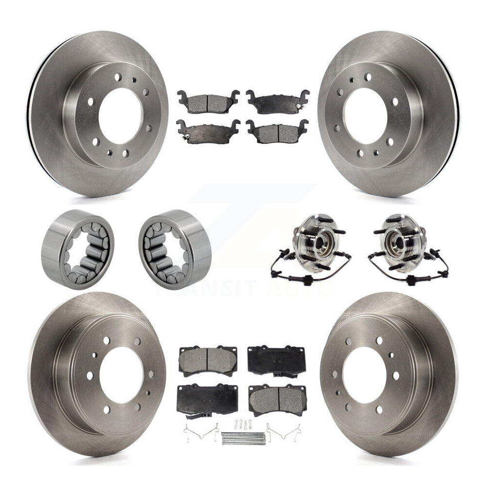 Front Rear Hub Bearing Disc Brake Rotor & Pad Shoe Kit (10Pc) For 2009-2010 Hummer H3T H3 KBB-113498