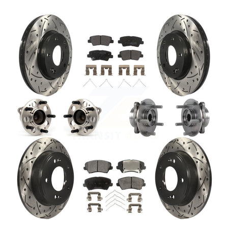 Front Rear Hub Bearing Coated Disc Brake Rotor Pad Kit (10Pc) For 2017 Hyundai Elantra GT KBB-113514