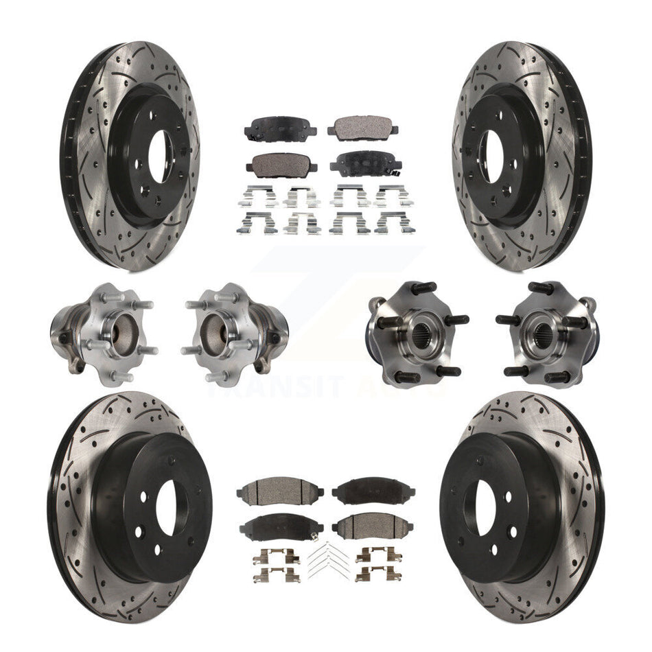 Front Rear Hub Bearings Assembly Coated Disc Brake Rotors And Semi-Metallic Pads Kit (10Pc) For 2015 Nissan LEAF Vehicles Manufactured In Japan KBB-113527