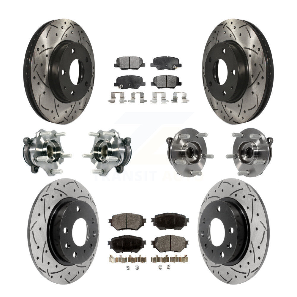 Front Rear Hub Bearings Coated Disc Brake Rotors And Pads Kit (10Pc) For Mazda 3 Sport KBB-113531