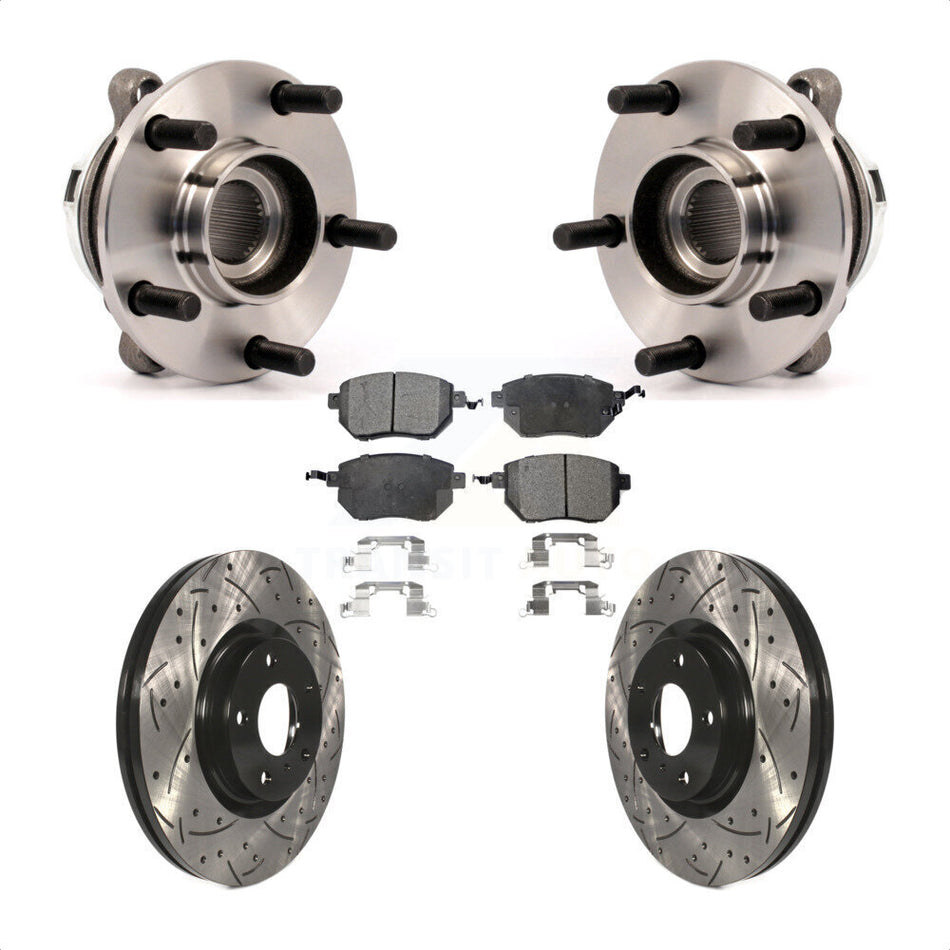 Front Hub Bearing Assembly With Coated Drilled Slotted Disc Brake Rotors And Semi-Metallic Pads Kit For Nissan Murano KBB-113546