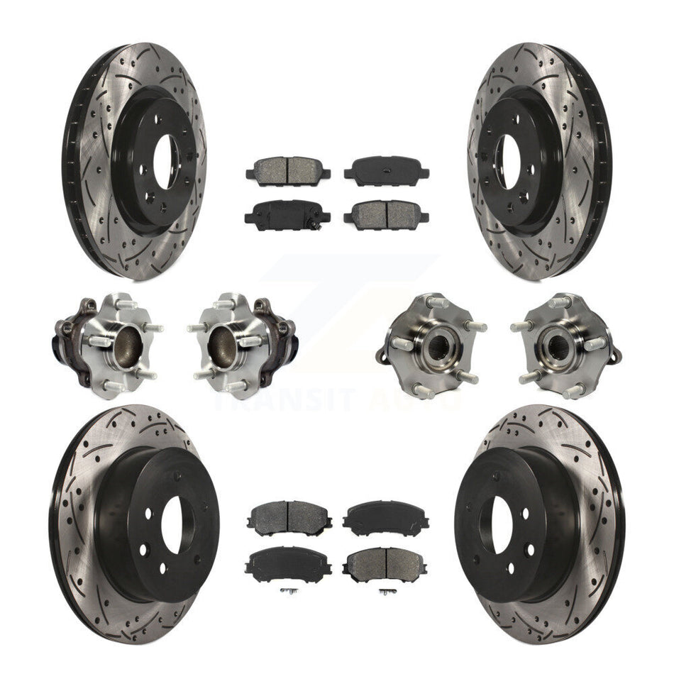 Front Rear Hub Bearings Assembly Coated Disc Brake Rotors And Semi-Metallic Pads Kit (10Pc) For Nissan Rogue Sport Qashqai KBB-113592