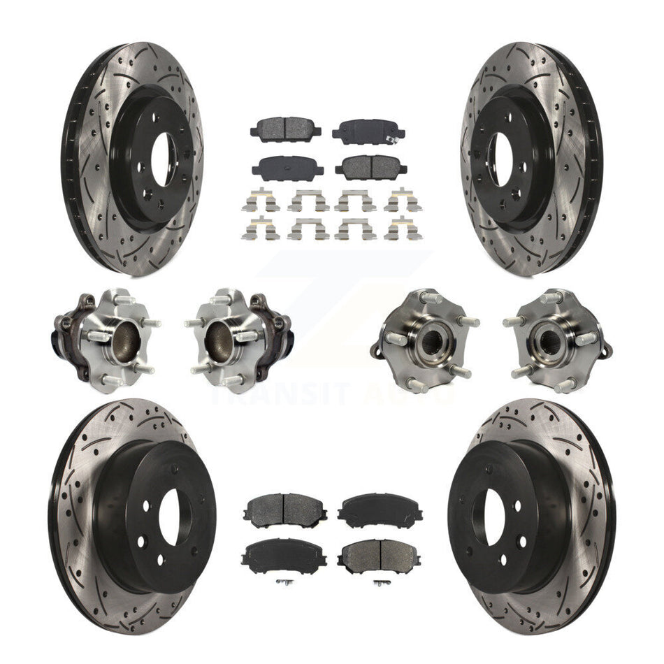 Front Rear Hub Bearings Assembly Coated Disc Brake Rotors And Semi-Metallic Pads Kit (10Pc) For Nissan Rogue Sport Qashqai KBB-113592
