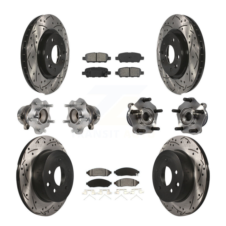 Front Rear Hub Bearings Assembly Coated Disc Brake Rotors And Semi-Metallic Pads Kit (10Pc) For 2015 Nissan LEAF Vehicles Manufactured In Japan KBB-113594