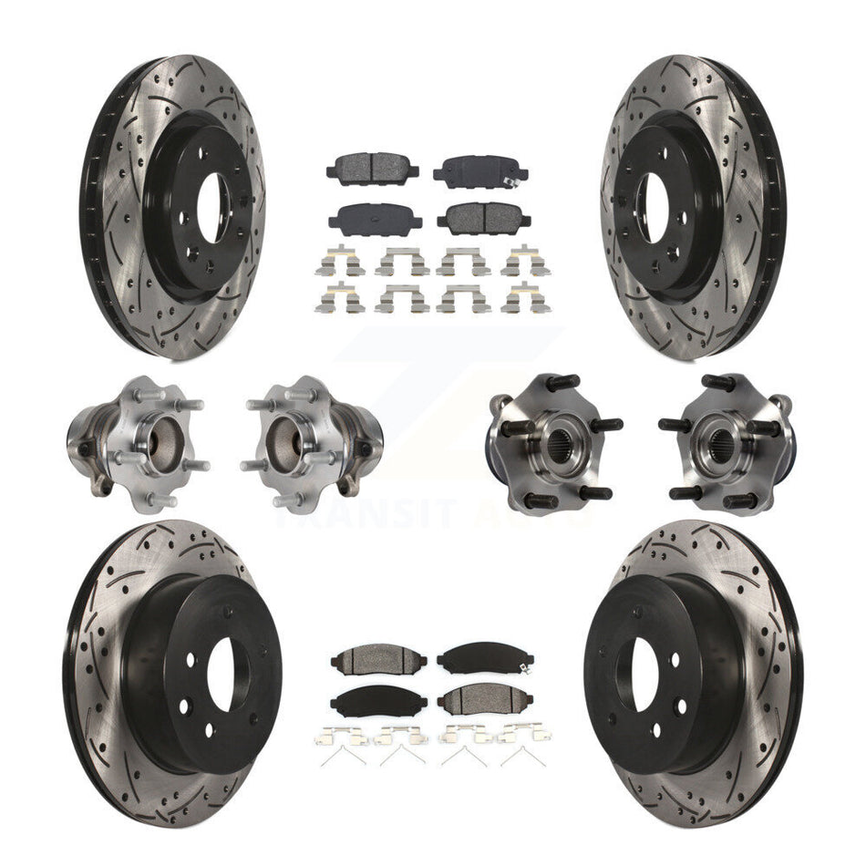 Front Rear Hub Bearings Assembly Coated Disc Brake Rotors And Semi-Metallic Pads Kit (10Pc) For 2015 Nissan LEAF Vehicles Manufactured In Japan KBB-113594
