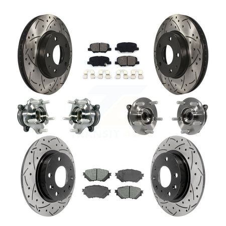 Front Rear Hub Bearings Coated Disc Brake Rotors And Pads Kit (10Pc) For Mazda 3 Sport KBB-113598