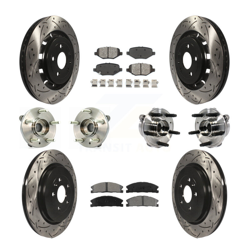 Front Rear Hub Bearings Assembly Coated Disc Brake Rotors And Semi-Metallic Pads Kit (10Pc) For Ford Taurus Police Interceptor Sedan Special Service KBB-113600