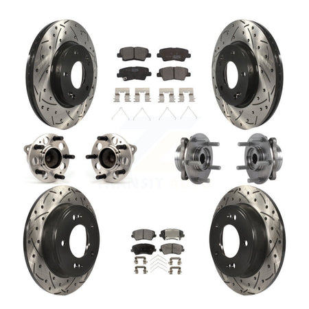 Front Rear Hub Bearing Coated Disc Brake Rotor Pad Kit (10Pc) For 2017 Hyundai Elantra GT KBB-113634