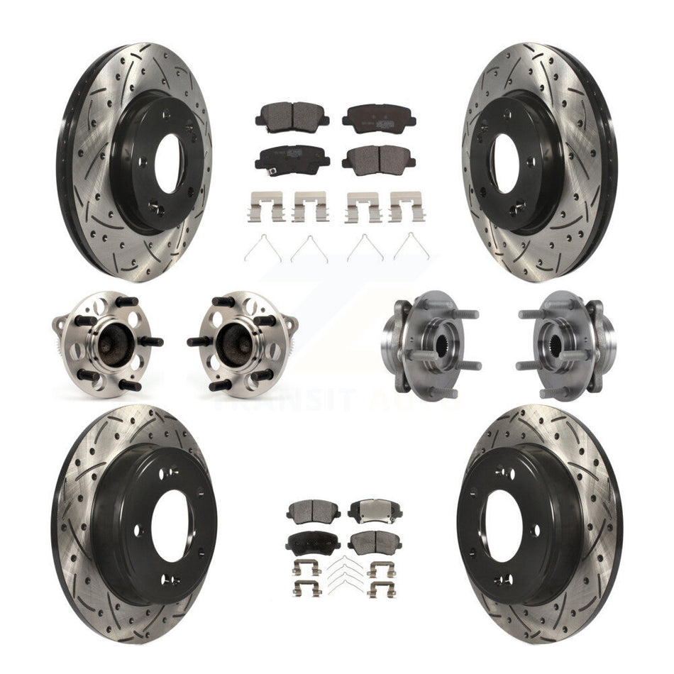 Front Rear Hub Bearing Coated Disc Brake Rotor Pad Kit (10Pc) For 2017 Hyundai Elantra GT KBB-113634