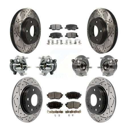 Front Rear Hub Bearings Coated Disc Brake Rotors And Pads Kit (10Pc) For Mazda 3 Sport KBB-113651