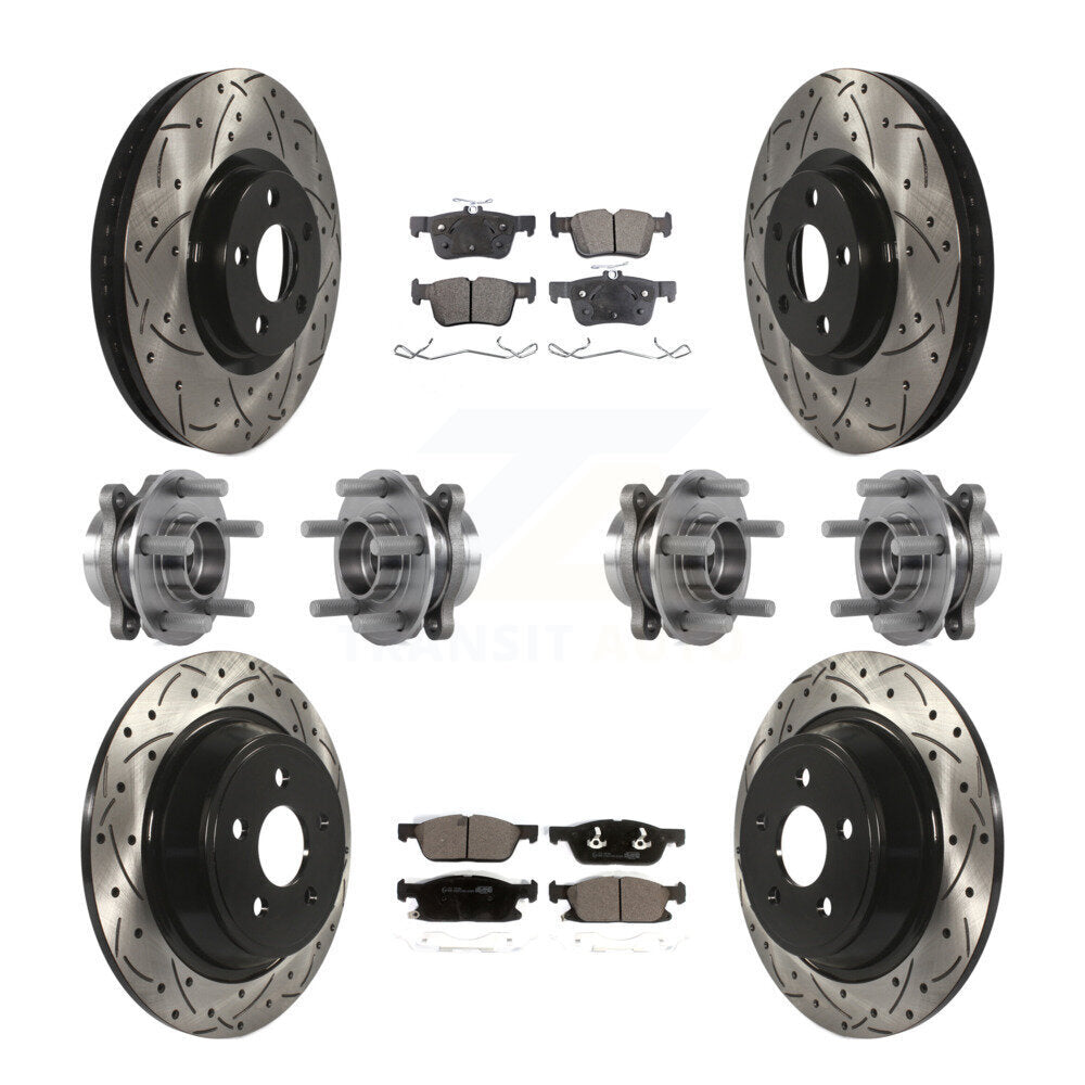 Front Rear Hub Bearing Coated Disc Brake Rotor Pad Kit (10Pc) For Lincoln Continental AWD KBB-113661