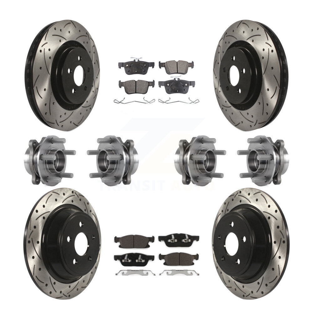 Front Rear Hub Bearing Coat Brake Rotor Pad Kit (10Pc) For Ford Edge Lincoln Nautilus MKX KBB-113663