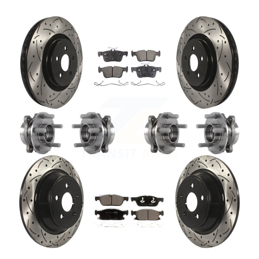 Front Rear Hub Bearing Coated Disc Brake Rotor Pad Kit (10Pc) For Lincoln Continental AWD KBB-113665