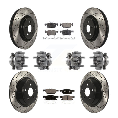Front Rear Hub Bearing Coated Disc Brake Rotor Pad Kit (10Pc) For Lincoln Continental AWD KBB-113665
