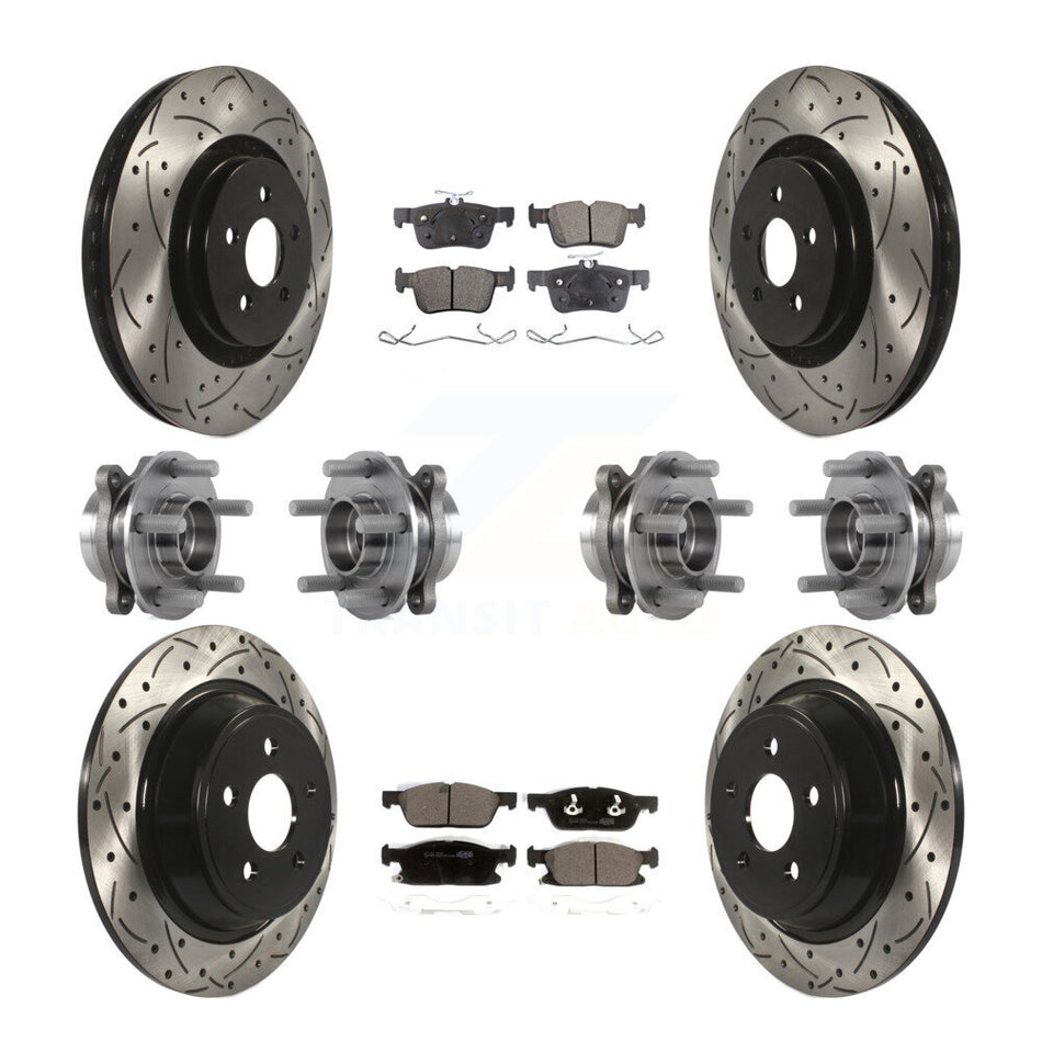 Front Rear Hub Bearing Coated Disc Brake Rotor Pad Kit (10Pc) For Lincoln Continental AWD KBB-113665
