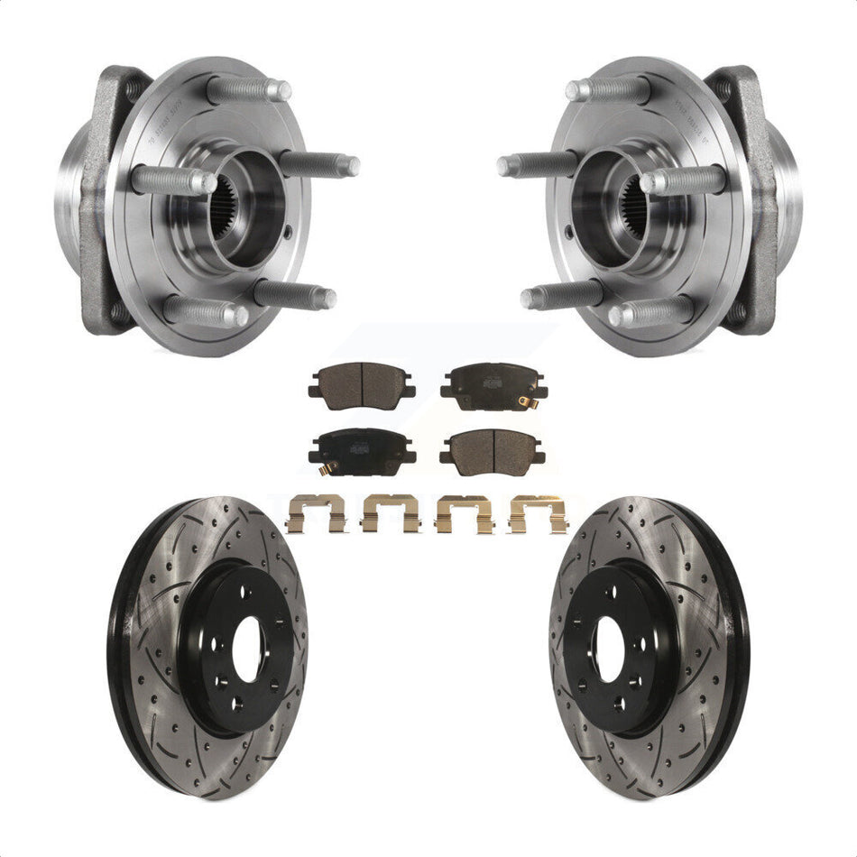 Front Hub Bearing Coated Drill Slot Brake Rotor Pads Kit For Chevrolet Cruze Volt Bolt EV KBB-113678