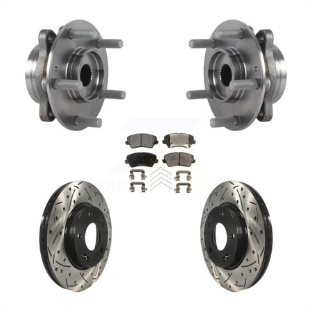 Front Hub Bearing Assembly Drill Slot Brake Rotor Pad Kit For Hyundai Veloster Elantra GT KBB-113683