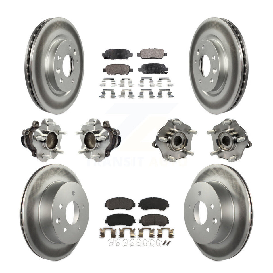 Front Rear Hub Bearings Assembly Coated Disc Brake Rotors And Semi-Metallic Pads Kit (10Pc) For Nissan Rogue Sport Qashqai KBB-113722