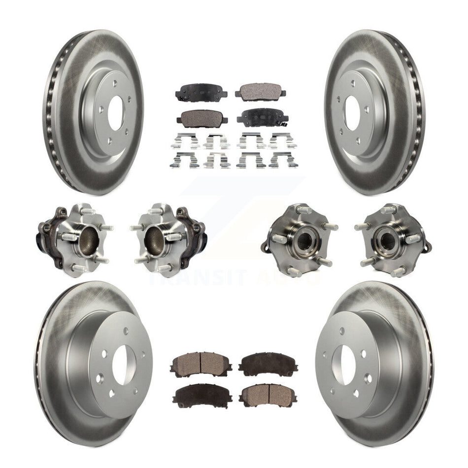 Front Rear Hub Bearings Assembly Coated Disc Brake Rotors And Semi-Metallic Pads Kit (10Pc) For Nissan Rogue KBB-113723