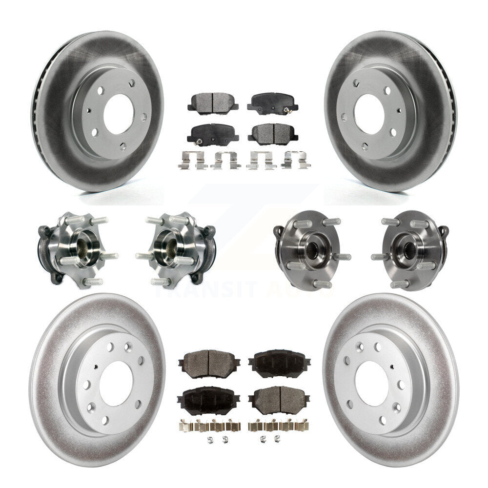 Front Rear Hub Bearings Coated Disc Brake Rotors And Pads Kit (10Pc) For Mazda 3 Sport KBB-113729