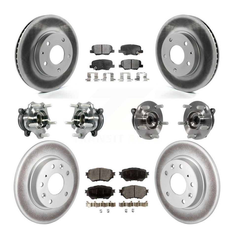 Front Rear Hub Bearings Coated Disc Brake Rotors And Pads Kit (10Pc) For Mazda 3 Sport KBB-113729