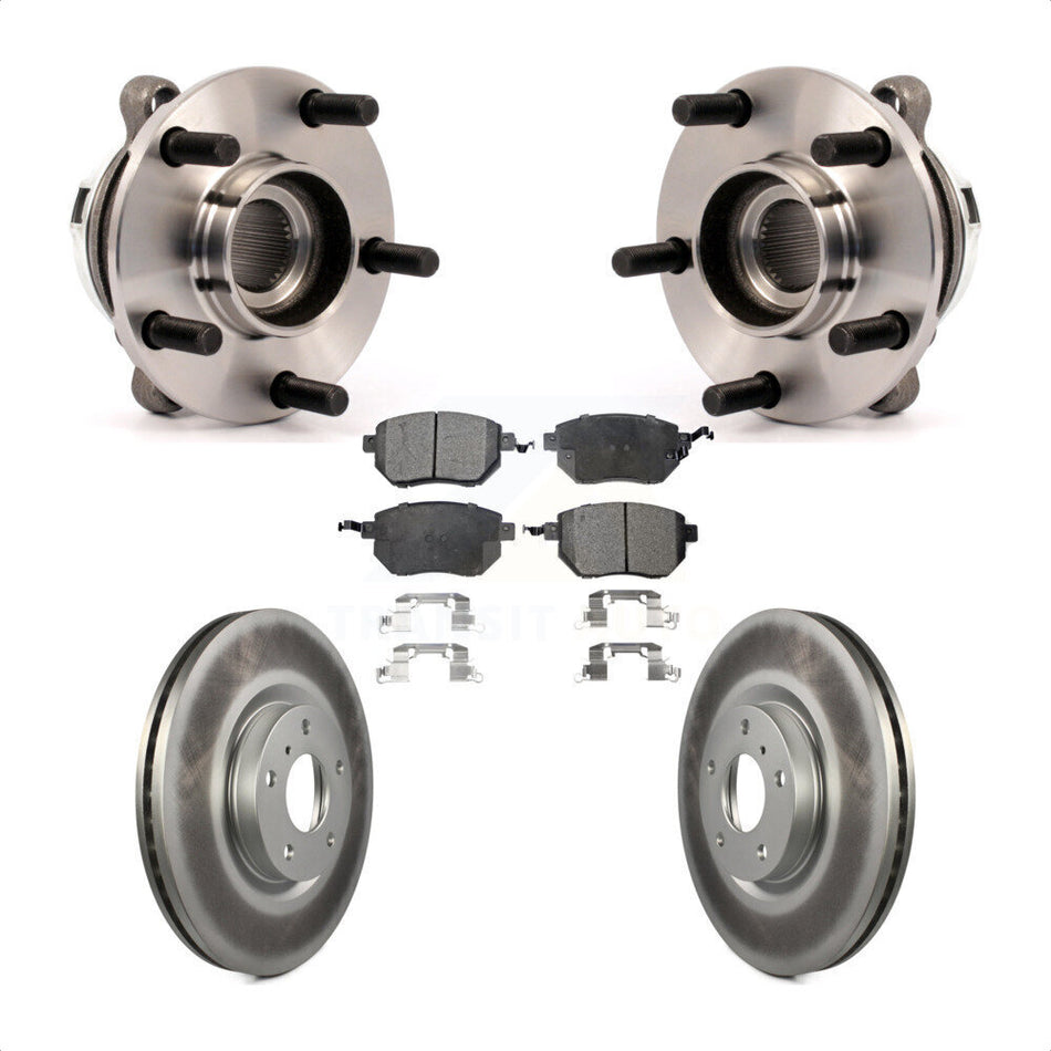 Front Hub Bearing Assembly With Coated Disc Brake Rotors And Semi-Metallic Pads Kit For Nissan Murano KBB-113746