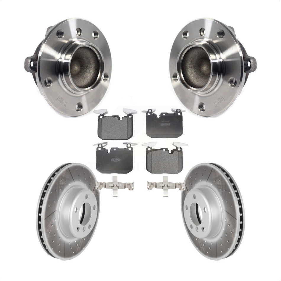 Front Hub Bearing Assembly With Coated Disc Brake Rotors And Semi-Metallic Pads Kit For BMW 328i 428i Gran Coupe 340i 435i ActiveHybrid 3 KBB-113754