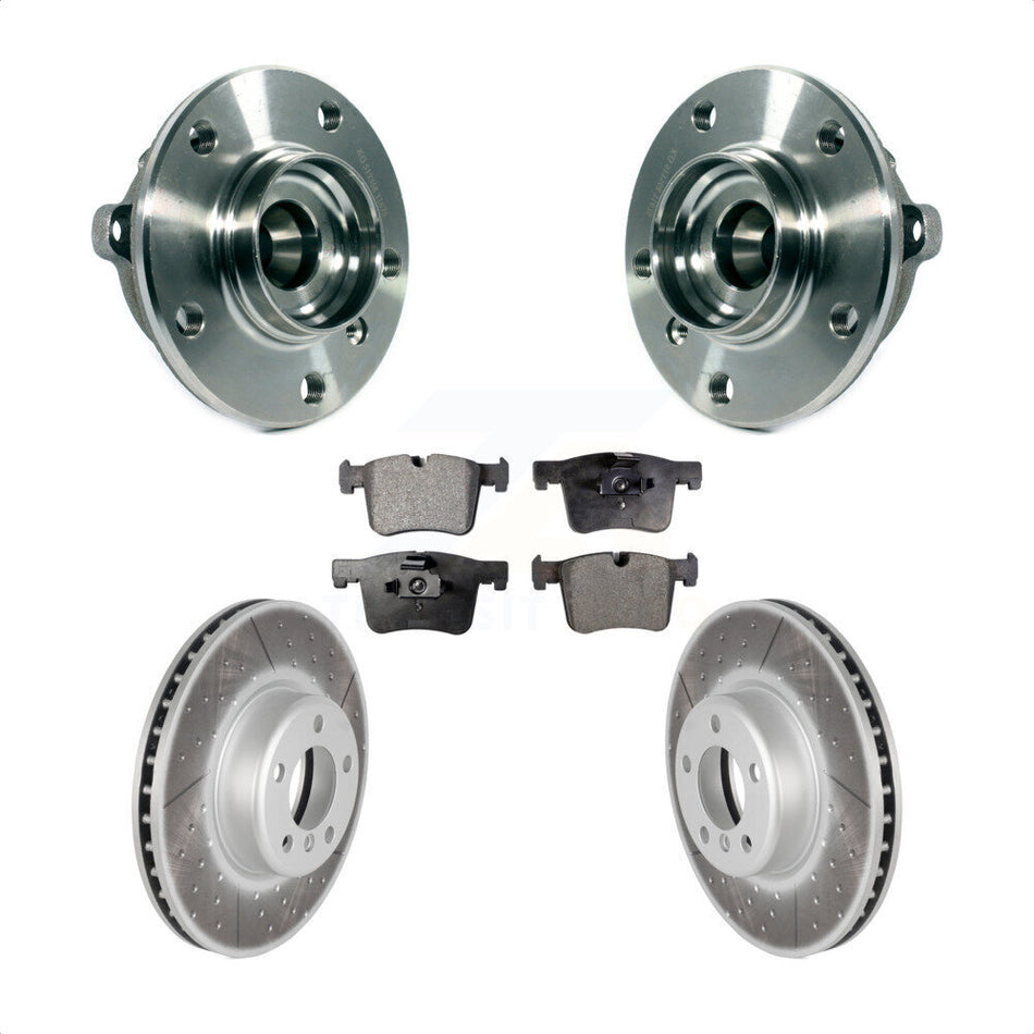 Front Hub Bearing Assembly With Coated Disc Brake Rotors And Semi-Metallic Pads Kit For BMW 335i xDrive 328i GT 435i Gran Coupe KBB-113759