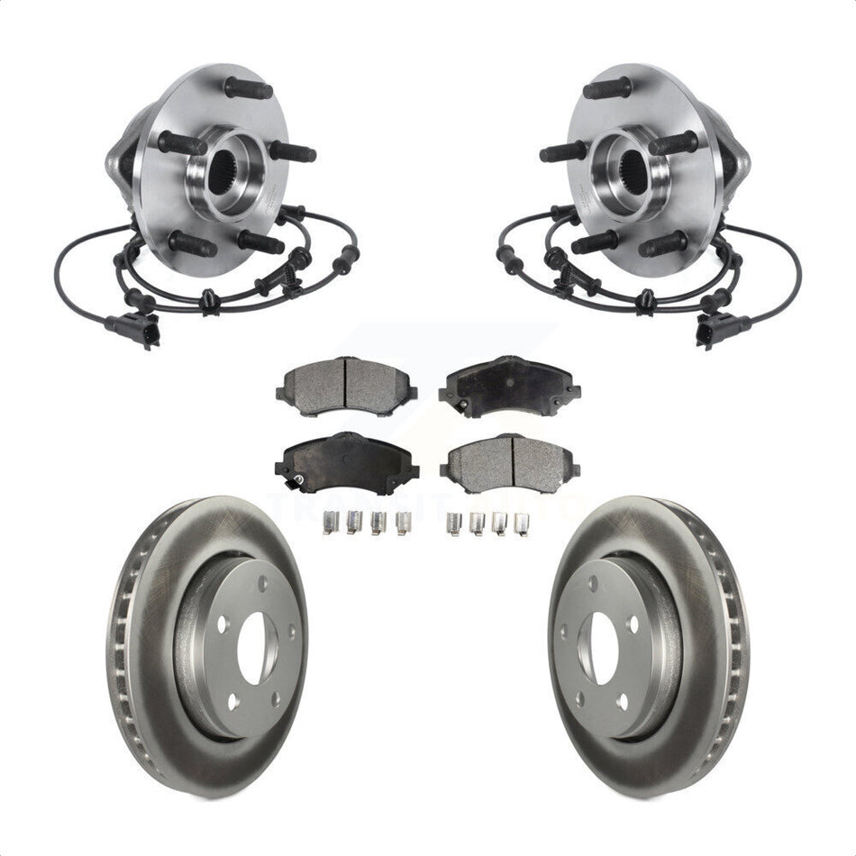 Front Hub Bearing Assembly Coated Disc Brake Rotors And Pads Kit For Jeep Wrangler KBB-113761