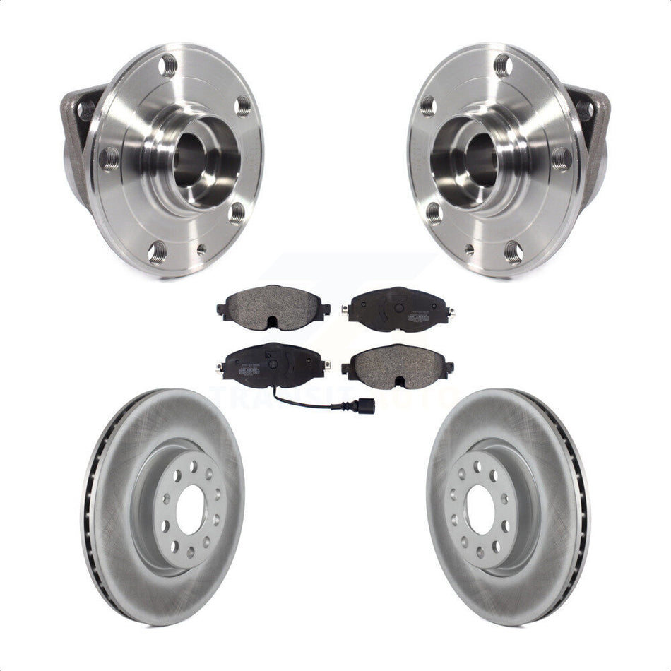 Front Hub Bearing Assembly With Coated Disc Brake Rotors And Semi-Metallic Pads Kit For Volkswagen GTI Audi Golf Alltrack A3 Sportback e-tron TT Quattro KBB-113763