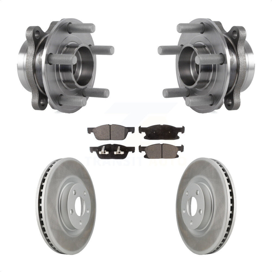 Front Hub Bearing Assembly With Coated Disc Brake Rotors And Semi-Metallic Pads Kit For Ford Edge KBB-113765