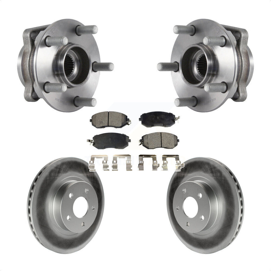 Front Hub Bearing Assembly With Coated Disc Brake Rotors And Semi-Metallic Pads Kit For Subaru Impreza KBB-113771