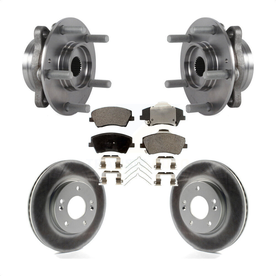 Front Hub Bearing Assembly With Coated Disc Brake Rotors And Semi-Metallic Pads Kit For Hyundai Elantra KBB-113777