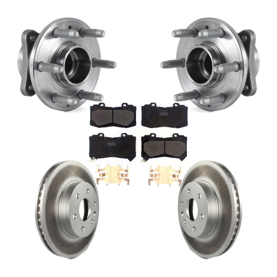 Front Hub Bearing Assembly With Coated Disc Brake Rotors And Semi-Metallic Pads Kit For 2015-2020 Chevrolet Colorado GMC Canyon 4WD KBB-113787