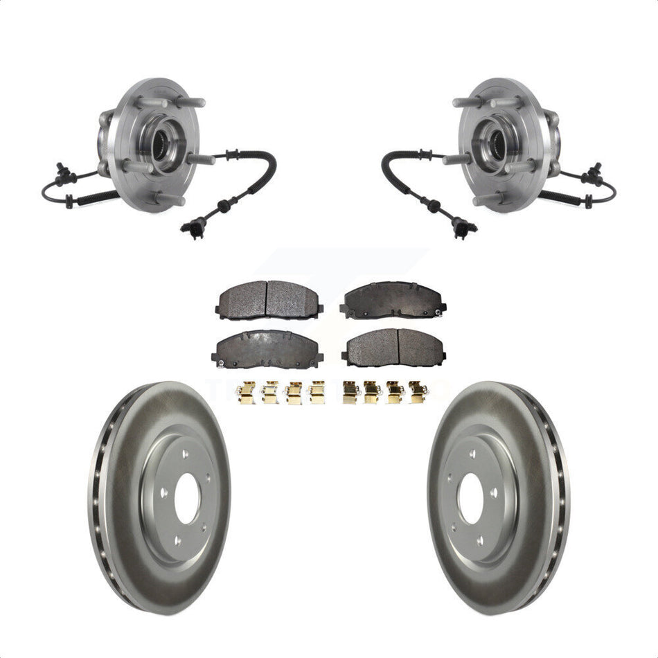 Front Hub Bearing Assembly With Coated Disc Brake Rotors And Semi-Metallic Pads Kit For Chrysler Pacifica Voyager Grand Caravan KBB-113788