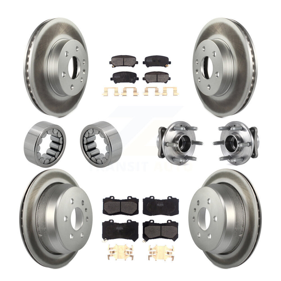 Front Rear Hub Bearing Coated Brake Rotor Pads Shoe Kit (10Pc) For Chevrolet Colorado GMC KBB-113822
