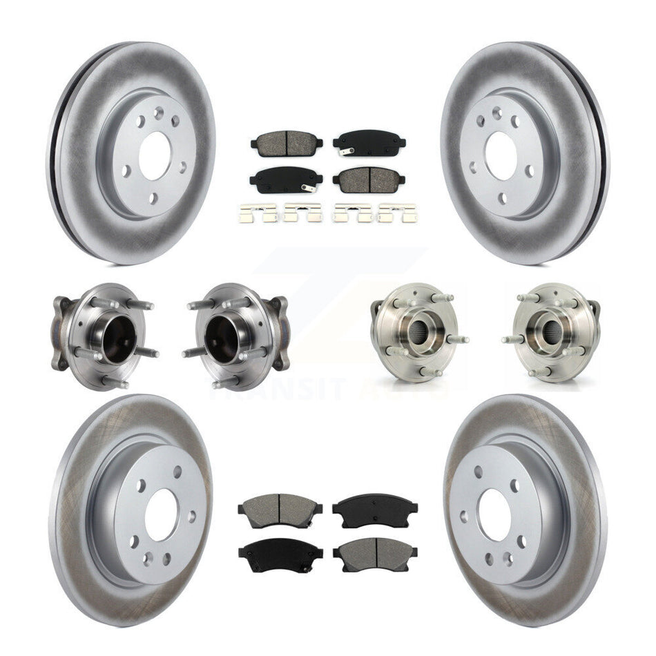 Front Rear Hub Bearings Assembly Coated Disc Brake Rotors And Semi-Metallic Pads Kit (10Pc) For 2014-2015 Chevrolet Cruze GAS engine With 16" Factory Wheels KBB-113840