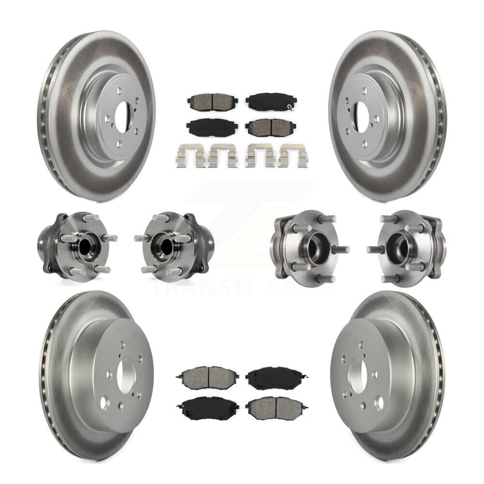 Front Rear Hub Bearings Assembly Coated Disc Brake Rotors And Semi-Metallic Pads Kit (10Pc) For Subaru Forester 2.0L KBB-113846