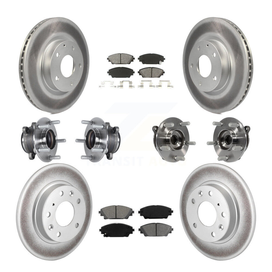 Front Rear Hub Bearings Assembly Coated Disc Brake Rotors And Semi-Metallic Pads Kit (10Pc) For Mazda 3 Sport 2.5L KBB-113847
