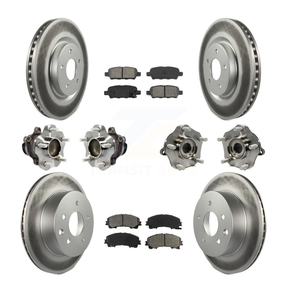 Front Rear Hub Bearings Assembly Coated Disc Brake Rotors And Semi-Metallic Pads Kit (10Pc) For Nissan Rogue KBB-113850