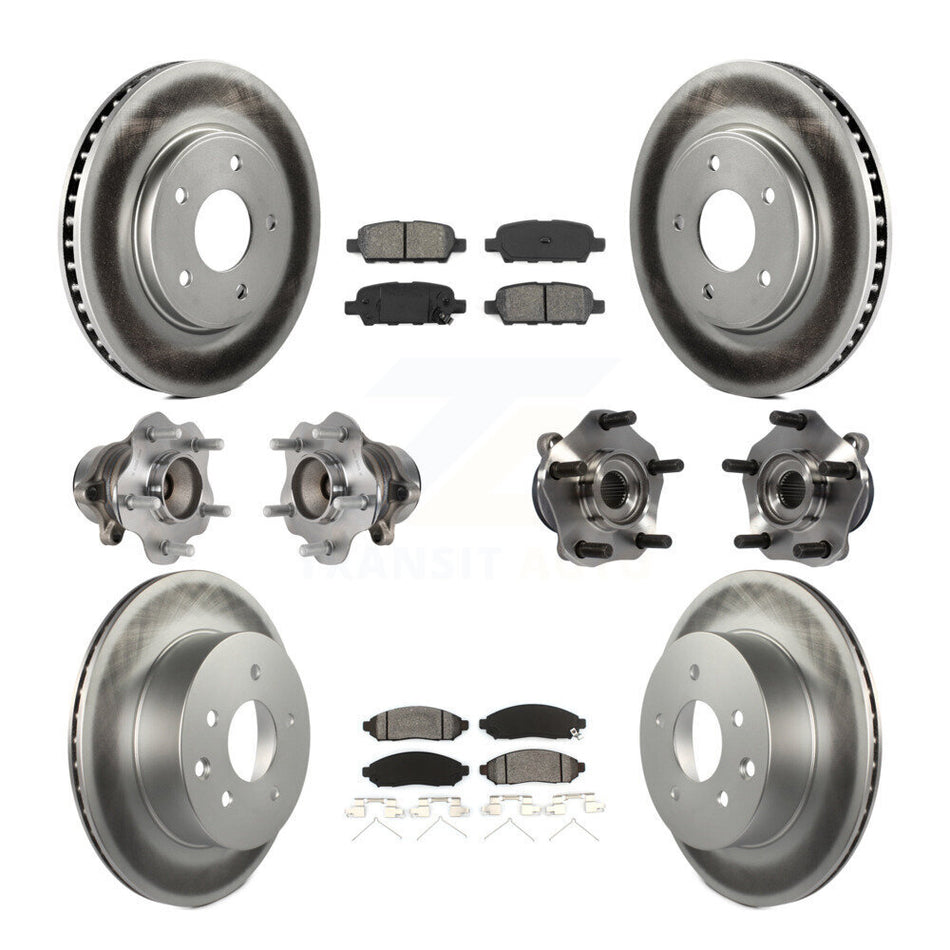 Front Rear Hub Bearings Assembly Coated Disc Brake Rotors And Semi-Metallic Pads Kit (10Pc) For Nissan LEAF KBB-113851